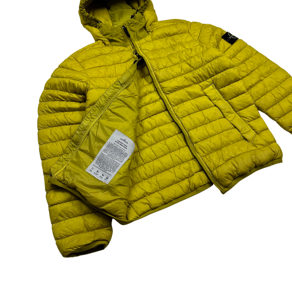 Stone Island Yellow Micro Yarn Hooded Down Puffer Jacket