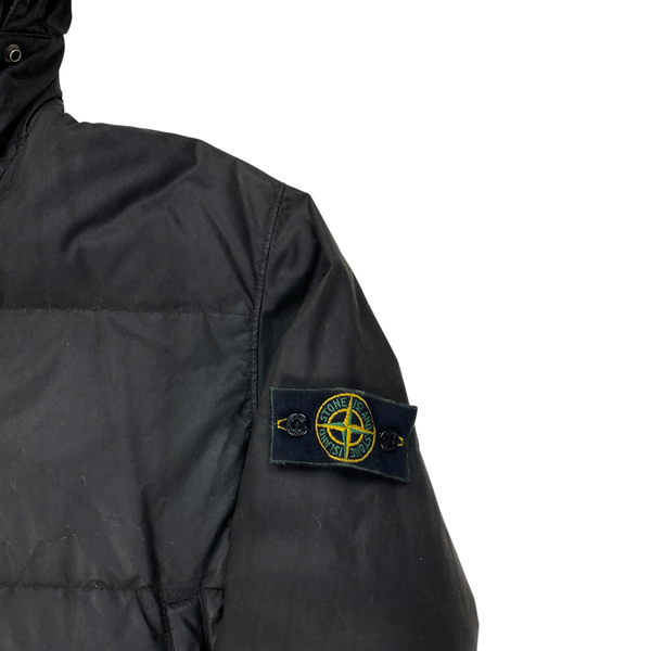 Stone Island Vintage Dark Grey Waxed Cotton Puffer Jacket