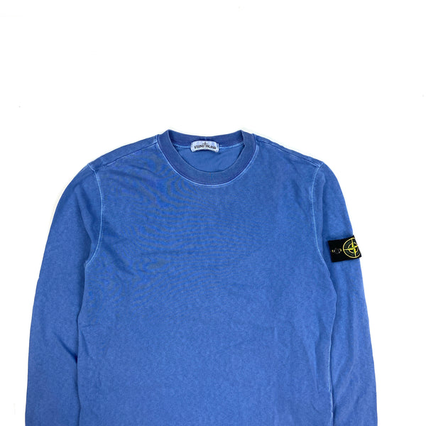 Stone Island Lavender Blue Cotton Crewneck Sweatshirt