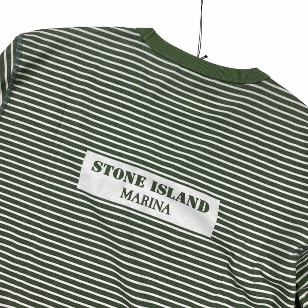 Stone Island Green Striped Marina Long Sleeved Top