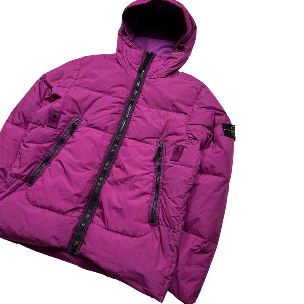 Stone Island 2021 Purple Crinkle NY Down Puffer Jacket - Large