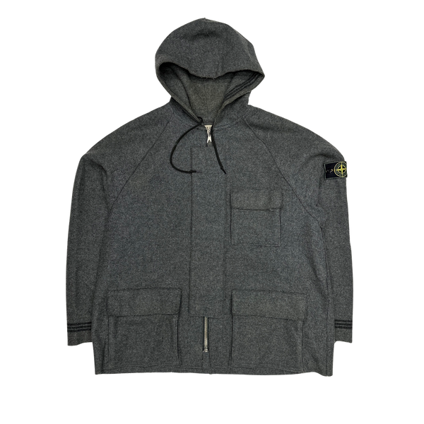 Stone Island Vintage 80's Grey Wool Hooded Jacket