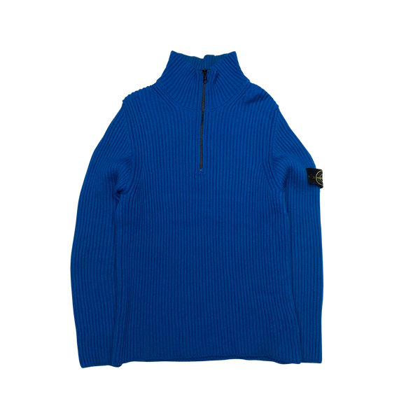 Stone Island Blue High Neck Wool Jumper