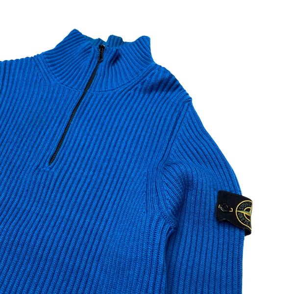 Stone Island Blue High Neck Wool Jumper