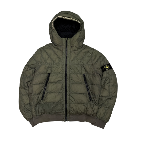 Stone Island Khaki Opaque Nylon Tela Down Puffer Jacket