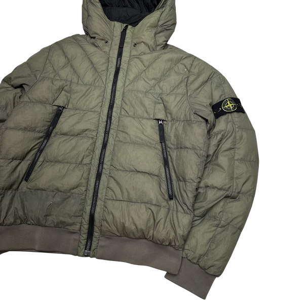 Stone Island Khaki Opaque Nylon Tela Down Puffer Jacket