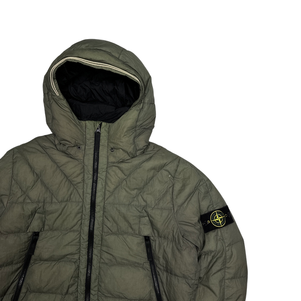 Stone Island Khaki Opaque Nylon Tela Down Puffer Jacket