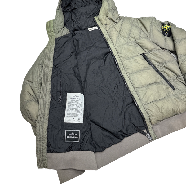 Stone Island Khaki Opaque Nylon Tela Down Puffer Jacket