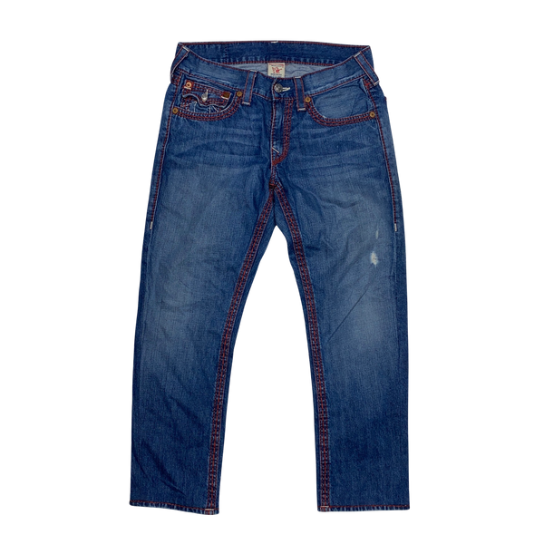 True Religion Red Stitch Straight Fit Jeans