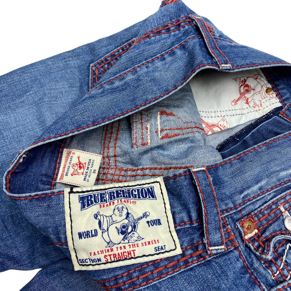 True Religion Red Stitch Straight Fit Jeans