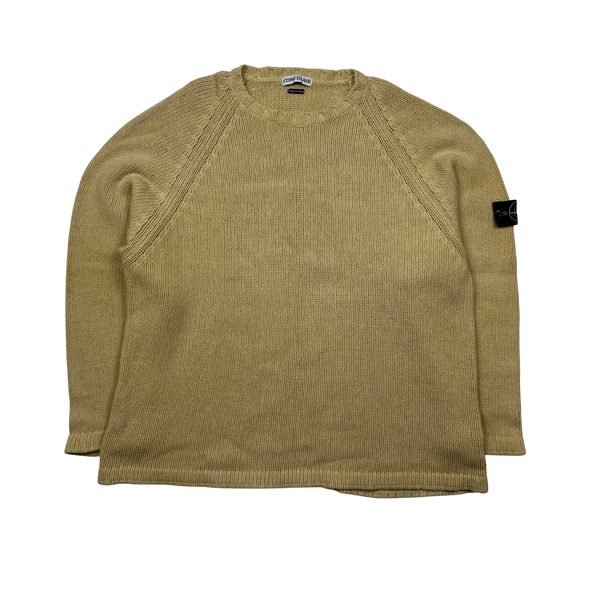 Stone Island 1995 Yellow Thick Knit Crewneck Pullover - XL – Mat's