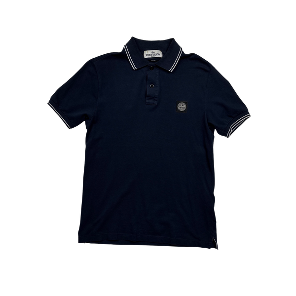 Stone Island Navy Slim Fit Polo Shirt - Small