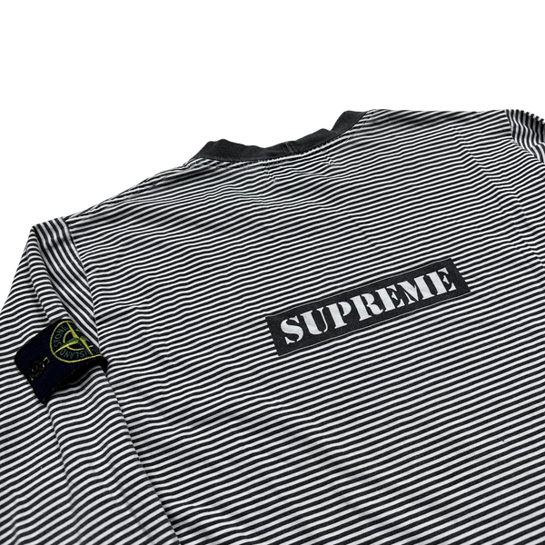 Supreme stone island on sale striped long sleeve